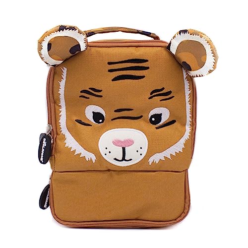 LES DEGLINGOS - SAC A DOS REPAS ISOTHERME 2 COMPARTIMENTS POUR ENFANT - SPECULOS LE TIGRE - Lunch bag - Pique-nique et goûter - Voyage - Isolant PEVA - 26cm - Ocre