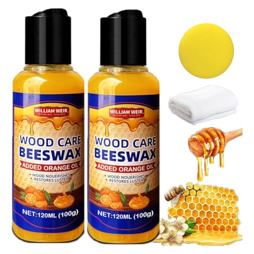 Natürliches Bienenwachs-Orangenöl-Holz-Conditioner, Bienenwachspolitur für Holz, natürliches mikromolekularisiertes Bienenwachs, Bienenwachs-Spray für Böden und Möbel (2 Stück)