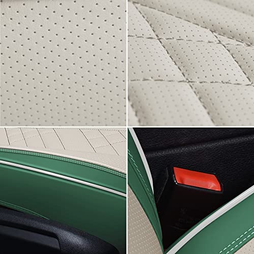 Image of GXT Car Seat Covers Front Seats Only, Front Car Seat Covers 2 Pack, Premium Faux Leather Car Seat Cushion - Universal Fit for Most Sedans SUV Pick-up Truck with Headrests(Green and White)