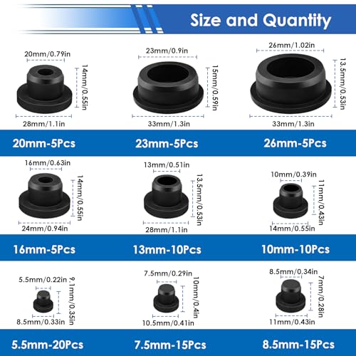 Image of smseace 90Pcs Rubber Plugs 9-Sizes 1 inch 7 /8 inch 3 /4 inch 5 /8 inch 1 /2 inch 3 /8 inch 5 /16 inch 1 /4 inch 1 /5 inch Assorted Sizes Silicone Stoppers Rubber Plugs for Holes Used for Tube,Bathtub,Kitchen and Outdoor Equipment