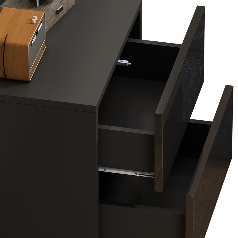 Vicco Comodino camera da letto Sofie, Nero lucido, 49.6 x 51.2 cm
