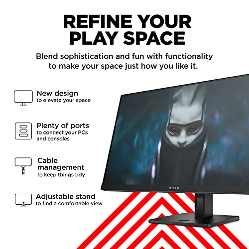 HP OMEN 24 Gaming Monitor | 23.8'' Full HD IPS 165hz | Gaming Console Compatible | 2x HDMI 2.0 | 1x DisplayPort 1.4 | AMD FreeSync Premium | Tilt, Pivot & height adjustments | VESA Mountable | Black - Image 6