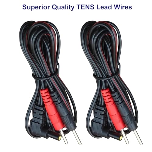 Image of 2 Packs TENS Unit Electrode Lead Wires, Premium TENS Electrodes Wire Replacement 2.35mm Shielded Plug TENS to 2mm Pin Electrode Cables Compatible with TENS 7000, Nicwell Care - (Not Fit EMPI Device)