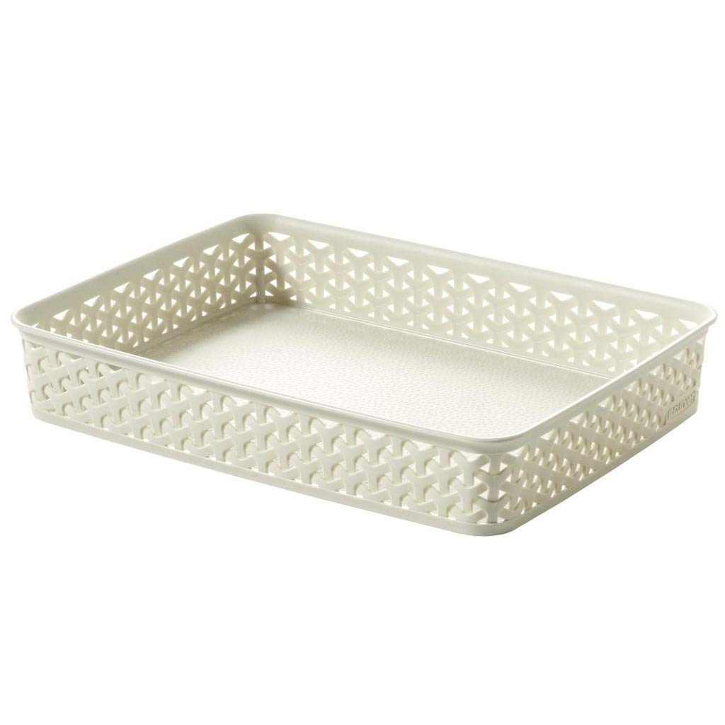 CURVER Large Faux Rattan Storage Tray Organiser (5.5 Litre)