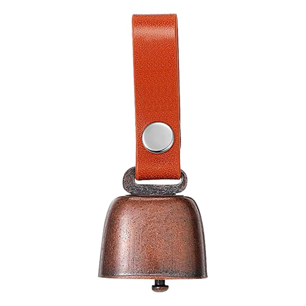 DONGKER Dog Cowbell, Pet Bronze Bells Tracker Noise Maker With Leather Button Strap for Dog Collar With Tracking Noise