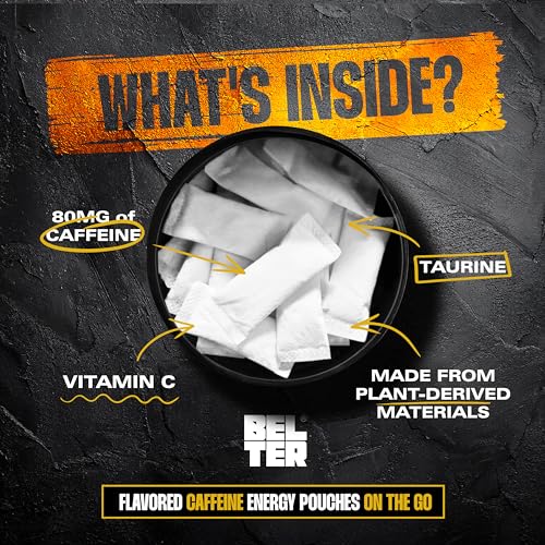 Image of BELTER - Mango Ice - Caffeine Pouches - 15 Count - Fast-Acting - Zero-Calorie Energy Boost - 96mg Caffeine Per Pouch - Ideal for Sports, Gym, Gaming, & Work