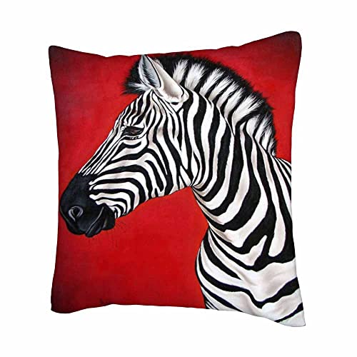 Wondertify Zebra Throw Pillow Covers African Black White Stripe Wild Animals Exotic Wildlife Square Pillow Cases Set Of 2 For Decorative Cushion Bed Couch Sofa Red 18"X18" #TOP1