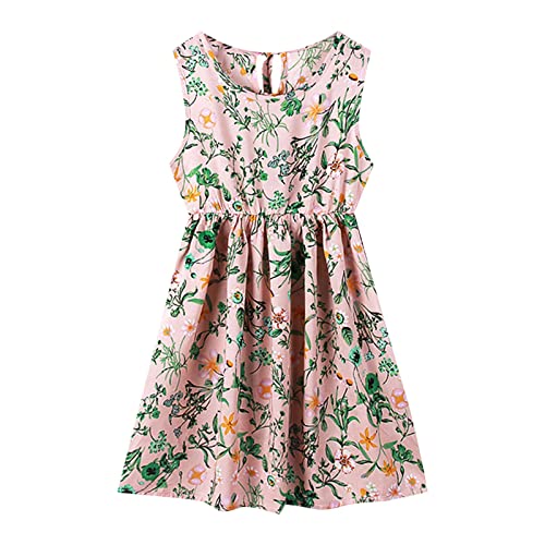 Girls Summer Dress Fruit and Floral Print Sleeveless Casual A Line Dresses Beach 3 to 9 Years Girls Teal Floral Dress