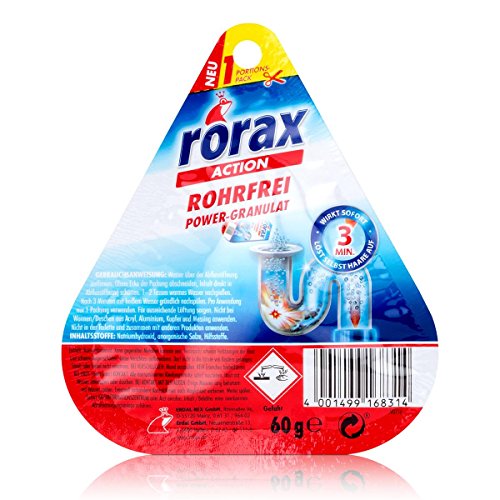 rorax Rohrfrei Power-Granulat Portionspack 60g - Wirkt sofort & löst selbst Haare auf