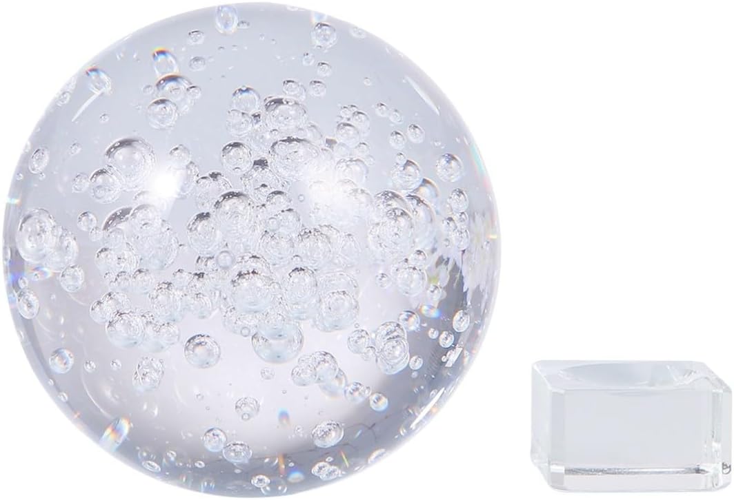 Smooth Bubble Ball Ornament with Base for Home and Store Decoration Decorative Glass Spheres Accent