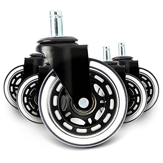 najiaxiaowu Office Chair Wheels Computer Duty Desk Chair Replacement Casters for Thick Carpet Wood Floor 3 Inch Set of 5, 11mm Stem Large Rollers Protection for All Floors Universal Fit