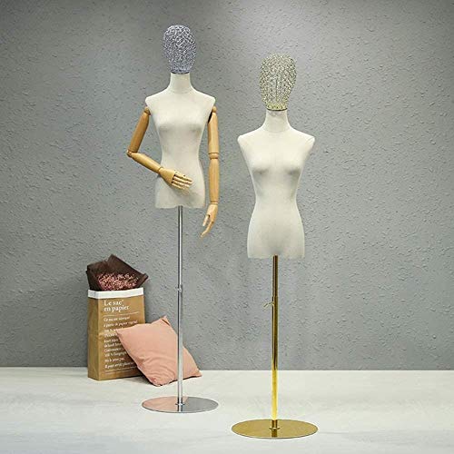 Forma de busto de lino regulable con base dorada para sastrería y joyería fina 4