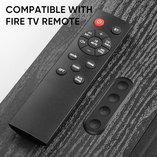 Saiyin Sound Bar for Smart TV, 40W Wooden TV Soundbar Speaker Compatible with Fire TV Remote, Home Theater Surround Sound System for TV with Bluetooth/ARC/Optical/AUX, Wall-mountable. - Thumbnail 5