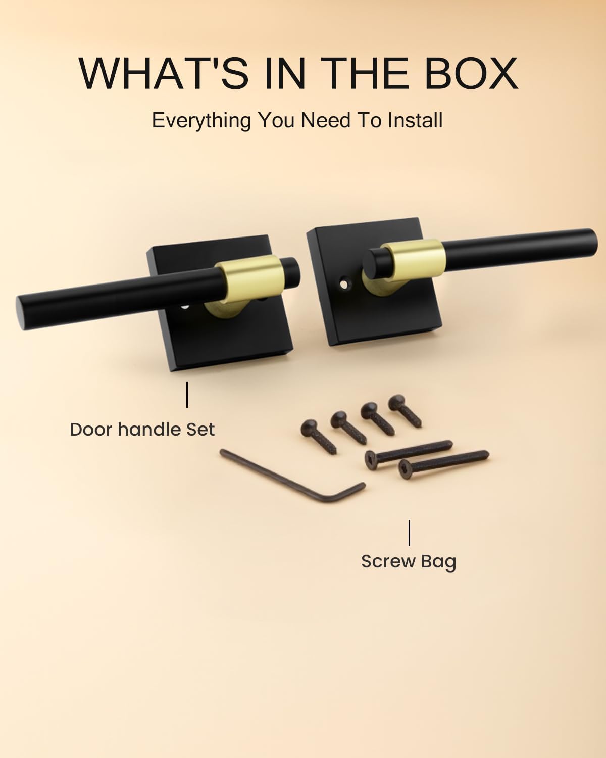 Haidms Black and Gold Dummy Door Handle Interior, Non-Turning Single Side Pull Matte Black and Brushed Gold Door Lever, Heavy Duty Door Handles for Closet Pantry (2 Single Door Handles/1 Pack)