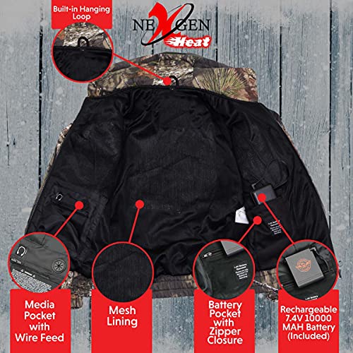 Nexgen Heat Mpm1776Set Men's Heated Zipper Camouflaged Hoodie, Warming Camo Hoodie For Hunting W/Battery - 5X-Large #TOP3