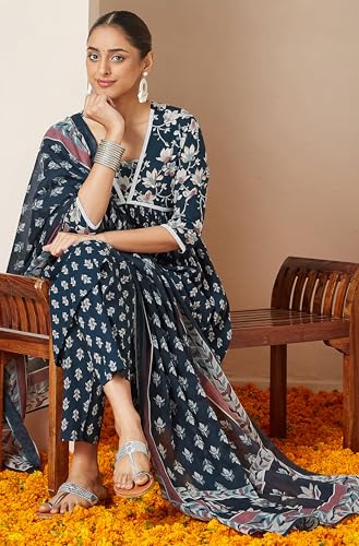 Image of Janasya Women Kurta with Pant & Dupatta Set