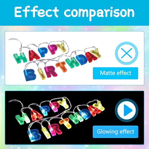 LED Lichterkette Happy Birthday, Happy Birthday Lights Lichterkette mit 13 LEDs, Buchstaben-Lichter-kette Geburtstag, für Weihnachten, Party, Geburtstag