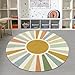 STARUIA Boho Sun Round Area Rug for Living Room, 6 Ft Washable Nursery Rug for Playroom, Colorful Circle Rugs for Kids Bedroom, Non-Slip Circluar Carpet Soft Large Kid Rug for Classroom Dorm