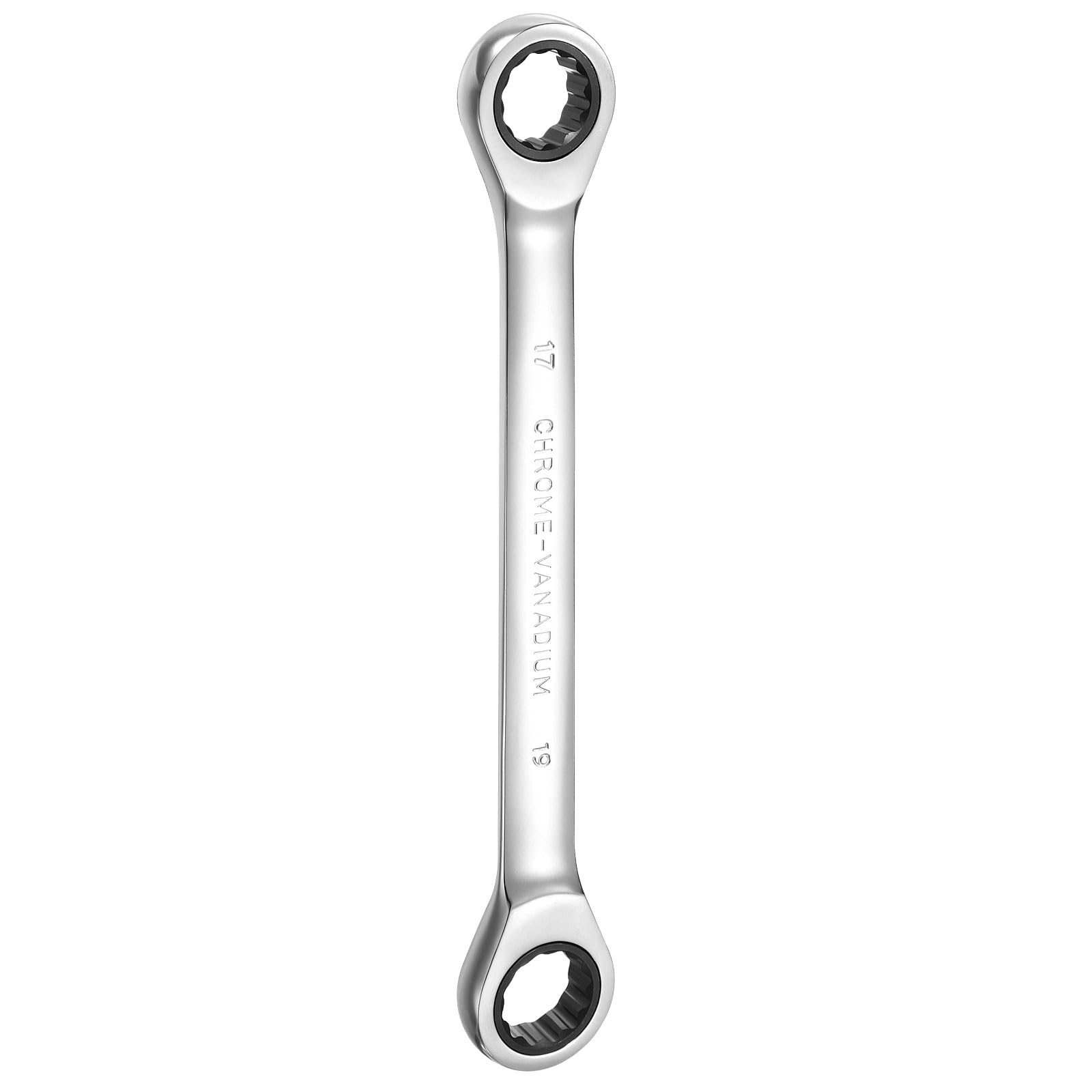 HARFINGTON Double Box End Ratcheting Wrench 17mm-19mm CR-V Steel Metric 12 Point Ratchet Wrench Mirror Chrome Plating Box End Spanner Tool with 72
