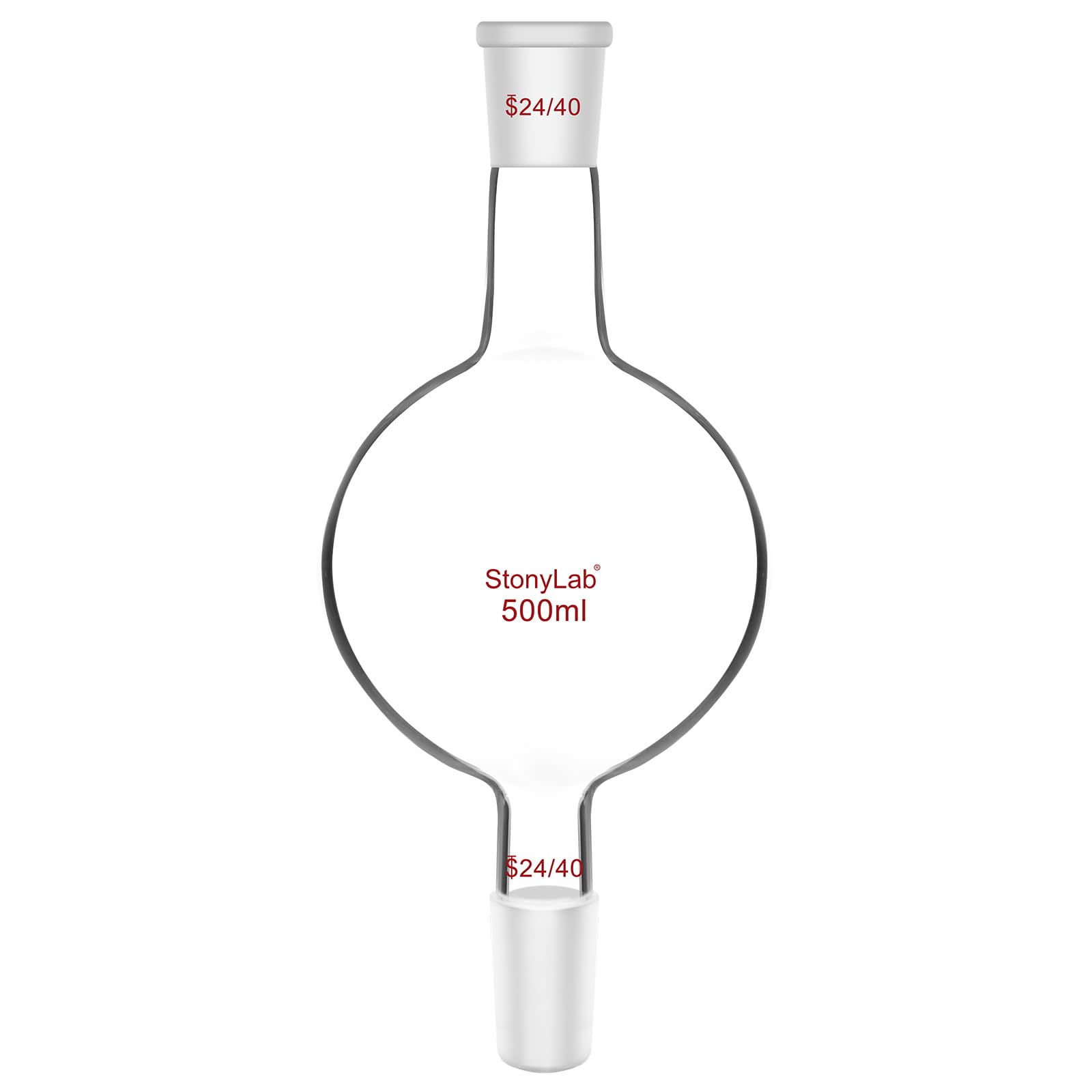 stonylab Glass Chromatography Reservoir, Borosilicate Glass Chromatography Reservoir with Standard 24/40 Joint for Laboratory, 500ml