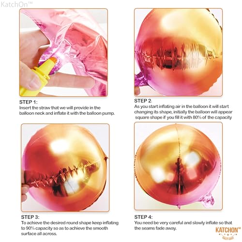 Image of KatchOn, Orange Balloons - Big, 22 Inch, Pack of 6 | 4D Foil Metallic Balloon for Birthday Decorations, Orange Party Decor | Baby Shower Decorations, Basketball Party Decorations, Wedding, Graduation