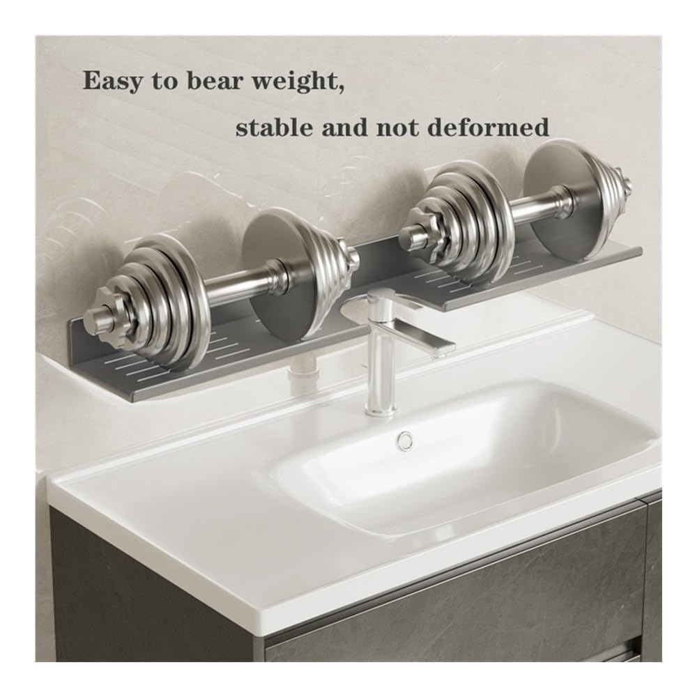 Duschregale Waschbeckenablage über dem Wasserhahn, Organizer aus verdicktem Aluminium, U-förmige Ablage for die Arbeitsplatte (ohne Bohren)(80CM)