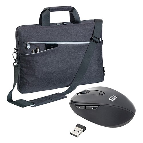 PEDEA Housse pour ordinateur portable 'Fashion' Étui pour ordinateur portable jusqu’à 15,6 pouces (39,6 cm) Sacoche à bandoulière avec souris sans fil incluse, noir