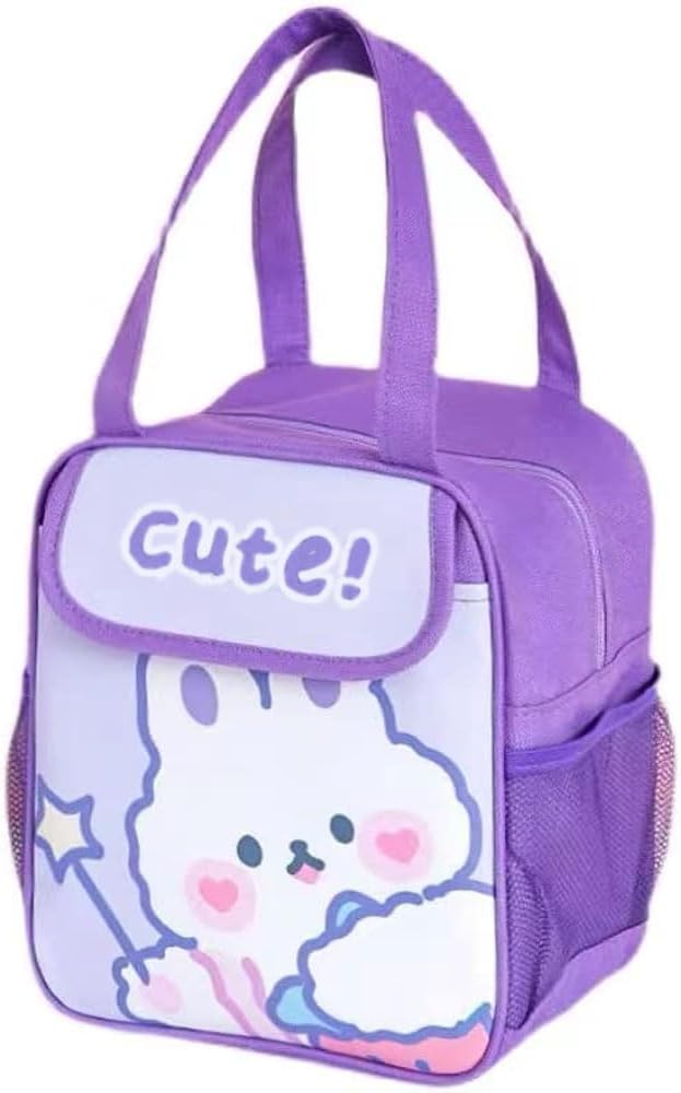 GGOOB Kawaii Lunch Bag for Girls Lunch Box Insulated Cute Lunch Bags for Women Insulated Lunch Box for Kids (Purple)