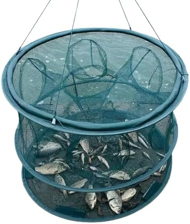 KUJOBUY Quick-Fold Semi Automatic Fishing Net Fishing Bucket Compact Durable Portable Design for Efficient Outdoor Adventures, 23.6, Green