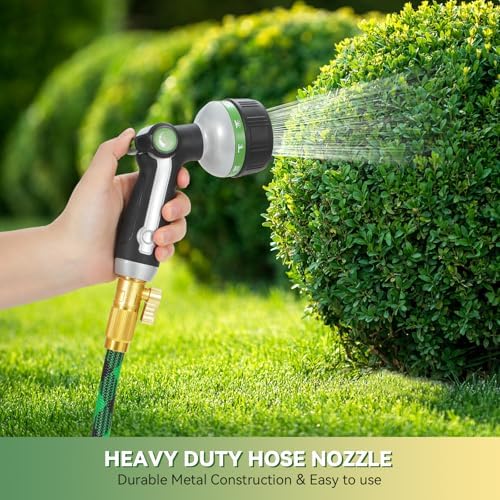 Garden Hose Nozzle Heavy Duty,Metal Water Hose Nozzle with 10 Adjustable Spray Patterns, High Pressure Hose Sprayer Nozzle Thumb Control On Off Valve for Lawn & Plant Watering, Car & Pet Washing - Thumbnail 4