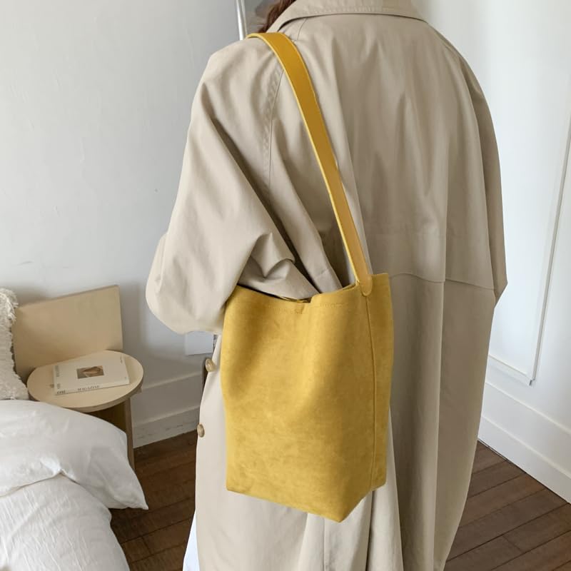 Suede Bucket Bag Fashion Shoulder Bag Slouchy Hobo Bag Tote Handbag Designer Purse for Women Travel Work4