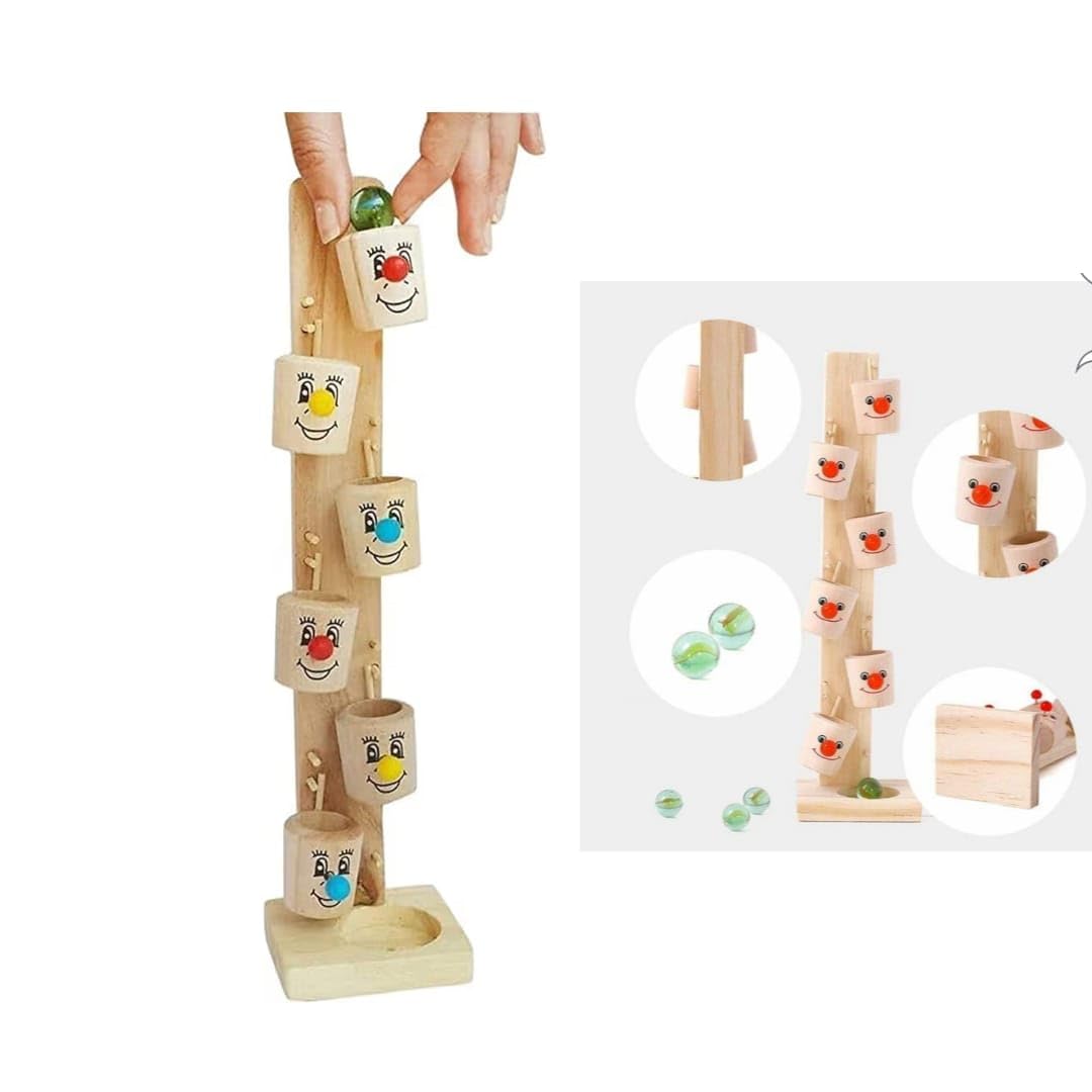Wooden Marble Track Game, Smiley Face Ball Slider Tree, Educational Family Indoor Toy 2