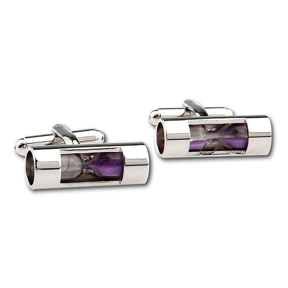 The Masonic ExchangeHour Glass Purple Sand Silver Cufflink Set - 7/8" Wide