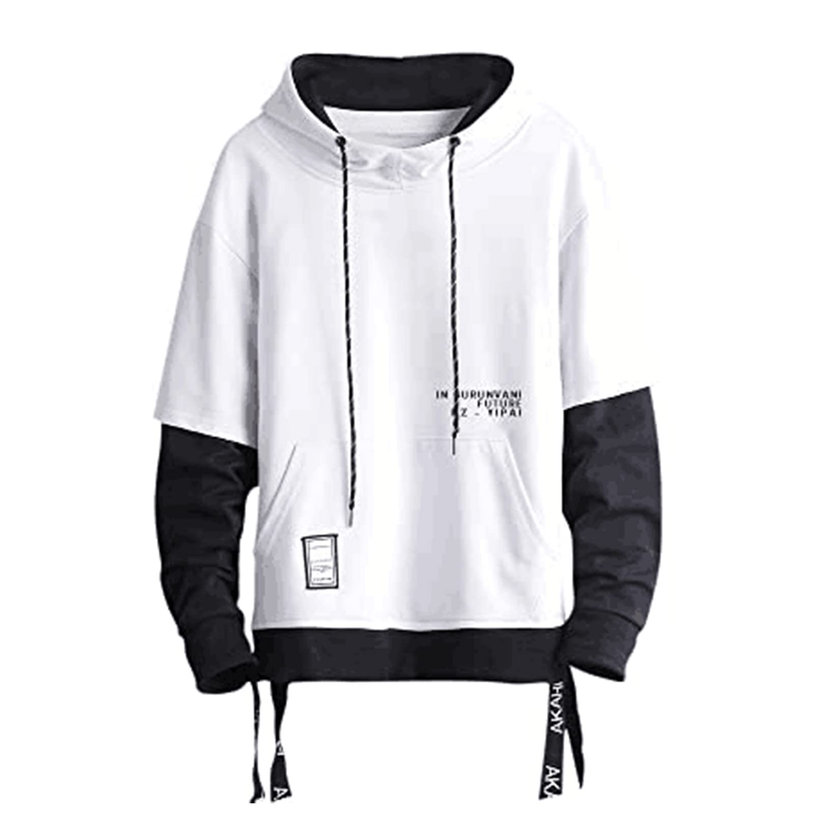 GURUNVANIContrast Color Pullover Hoodie Mens Patchwork Hoodies Men,