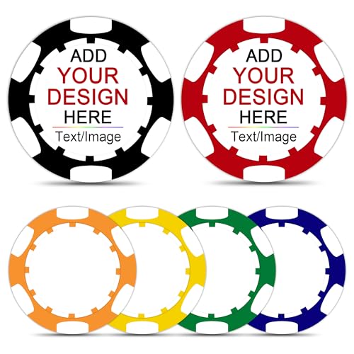 ZLYXIU 50-500Pcs Custom Clay Poker Chips,Heavy 11.5g, 8 Colors!Full Color Print Your Own Logo,Text...
