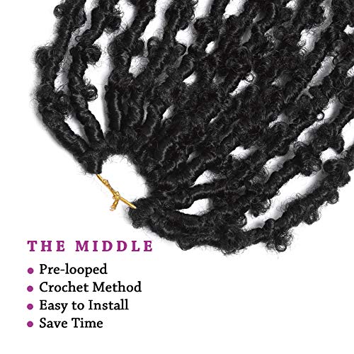 Bileaf Butterfly Locs Crochet Hair 14 Inch, 6 Pack Pre Looped Crochet Butterfly Locs Crochet Braids Distressed Butterfly Faux Locs Crochet Hair For Black Women Soft Locs Crochet Hair Natural Black (14Inch, 1B) #TOP4