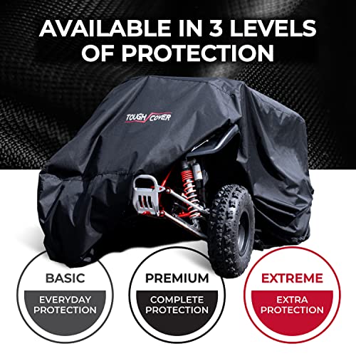Image of Tough Cover ATV Cover - 86.5 x 50.5 x 49.5 in, Black, Universal Fit - Heavy-Duty Waterproof Quad Covers - UV Guard for 4 Wheelers & Snowmobiles - for Four Wheeler Accessories & Mower Protection