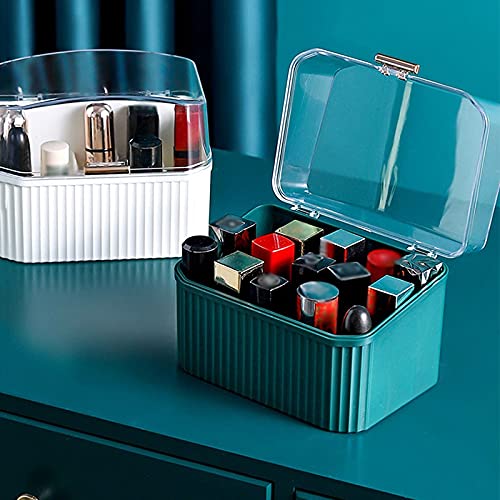 Make up Organizer Lippenstift Aufbewahrungsbox Desktop Light Luxury Cosmetic Box mit Deckel Multi Cell Finishing Lip Glaze Lippenstifthalter Kosmetikorganiser/Kosmetikbox (Color : Groen)