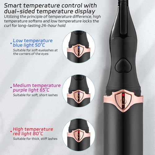 Recourbe-cils électrique chauffant rechargeable USB noir avec 3 modes de température