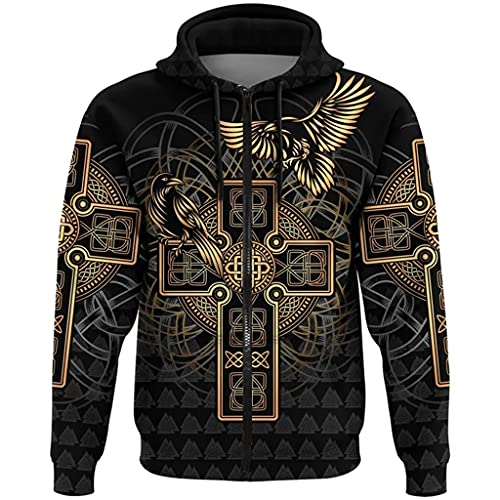 Sweat à capuche zippé confortable pour afficher votre passion des tatouages celtiques et vikings