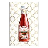 Stupell Industries Glam Kitchen Ketchup Bottle Patterned Condiment Motif Wood Wall Art, Design By Ziwei Li