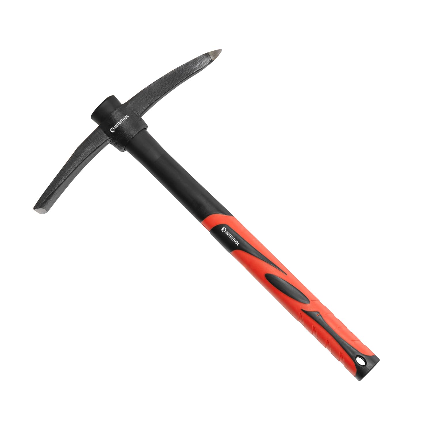 INTERTOOL Zappa a mano con becco - Zappa da 38 cm in acciaio forgiato con picco da 1,5 kg con manico in fibra di vetro antiscivolo, strumento da giardino resistente per radici, rocce, scavo e