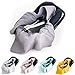 BABEES Einschlagdecke Kapuze Waffelstoff Baumwolle Waffelpiqué für Babyschale Autositz, Universal z.B. Maxi-Cosi Römer Cybex, Frühling Sommer Baby Decke für Kinderwagen Babytragen leicht (GRAU)