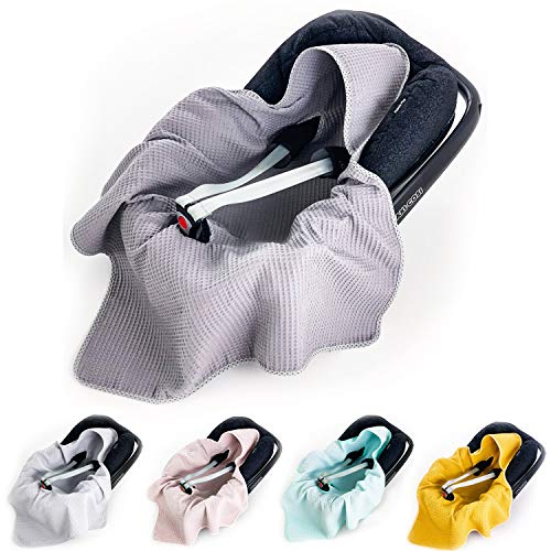 Manta con Capucha De Verano Bebe, Manta Bebe Recien Nacido, 100% Algodón Manta Universal para bebé, Asiento de Coche Manta, Manta de Verano para Asiento de Coche, Manta para Silla de Coche Bebe