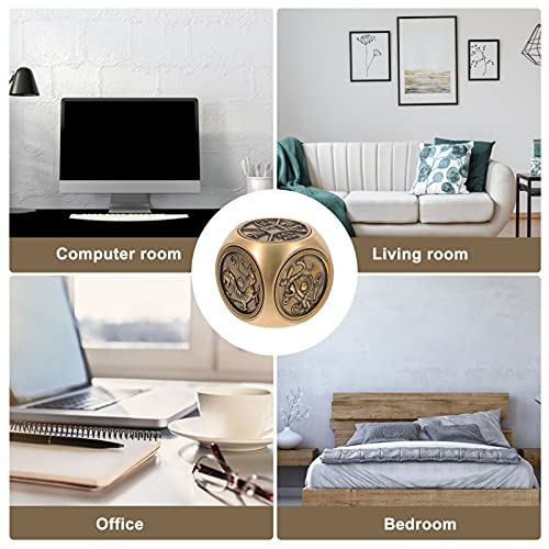 EXCEART Vintage-Ornamente Spielzeug Antike Messing Feng Shui Würfel Metall Finger Top Spinner Cube Angst Rotierenden Spielzeug Glück Reichtum Ornament für Kinder Erwachsene Wohnkultur