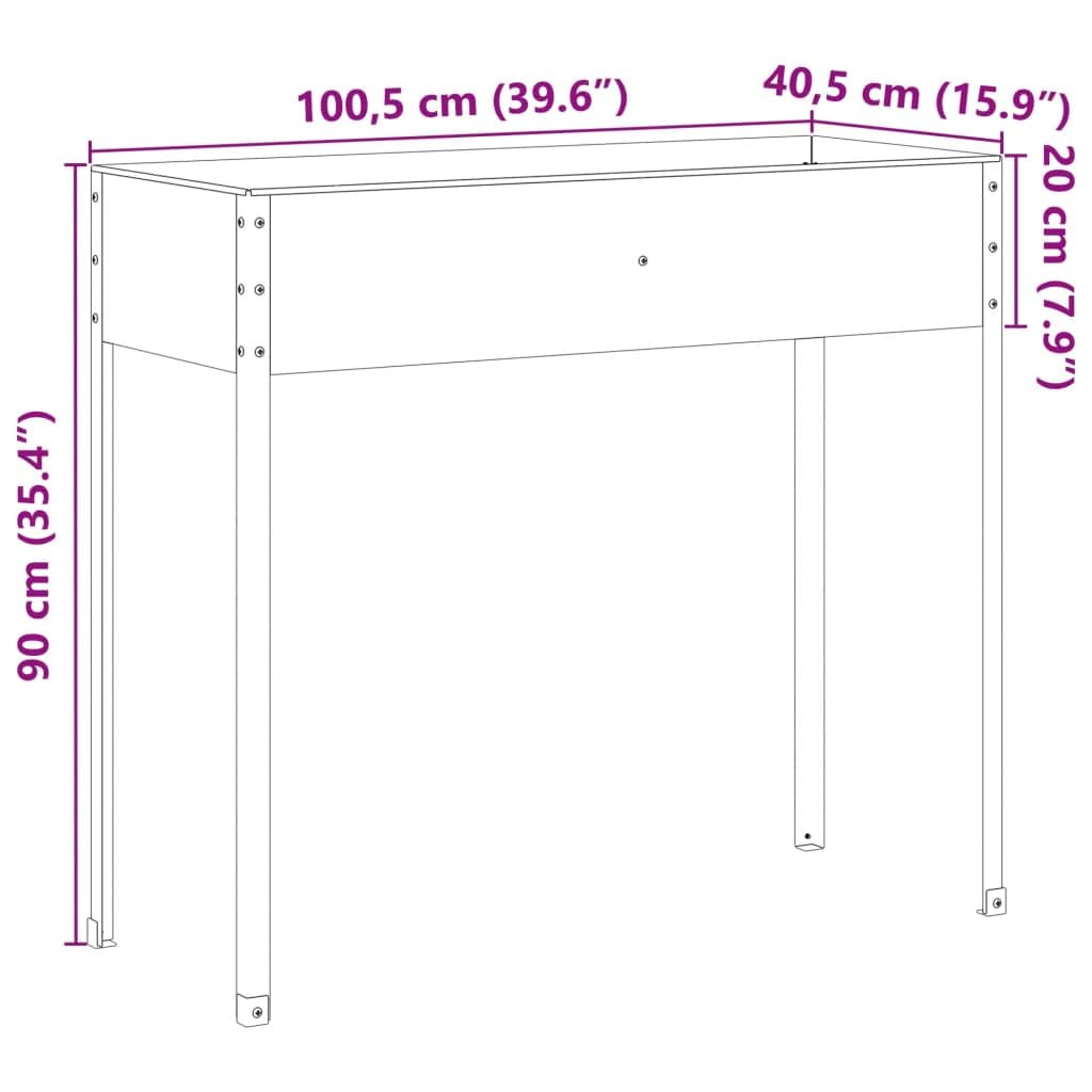Fioriera in acciaio Corten resistente alle intemperie, 100,5 x 40,5 x 90 cm, vaso da giardino per terrazza e balcone, fioriera per erbe, verdure, decorazione ed esterni
