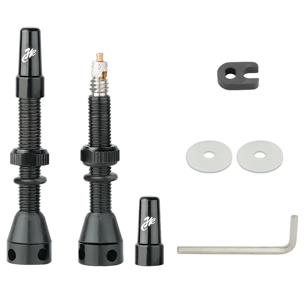 Kigauru 8Pcs Bicycle Presta Valve Stem 44mm / 1.74 Inch Vacuum Tire Nozzle Portable Alloy Kit for Mountain Road Bike Rim Tubeless Valve Repair Tool with Valve Core Remover Tool and Valve Stem Caps