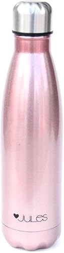 Miniatura 2 de Jules Botella de agua de viaje de doble pared rosa de acero inoxidable con texto en inglés «She Had a Drink in Her Hand» y confeti en su cabello, 17