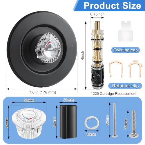 Image of Shower Trim Kit, Compatible with Moen T470 Chateau Shower Trim Kit With Replacement Cartridge and 104421 Removal Tool, Escutcheon, Tubes, Shower handle and Screws (Matte Black)