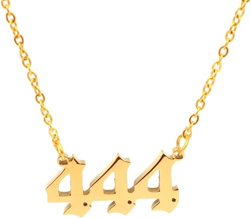 HUTINICE Angel Number Necklace, 18K Gold Plated Dainty 111 222 333 444 555 666 777 888 999 Pendants Choker Necklace For Women Numerology Minimalist